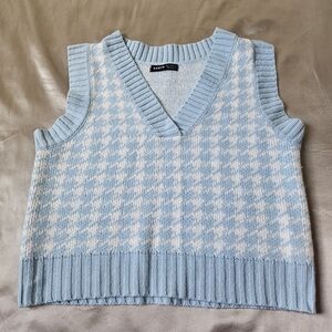 Women's Blue Houndstooth Sweater Vest